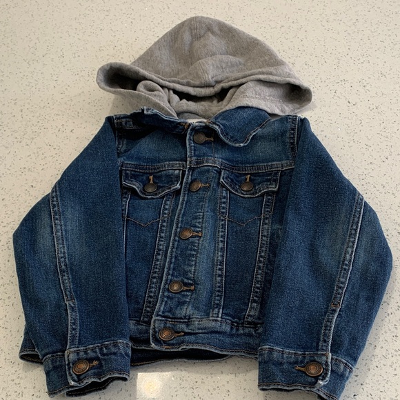 Old Navy Other - Old Navy Dark Blue Denim Jacket with Gray Hood